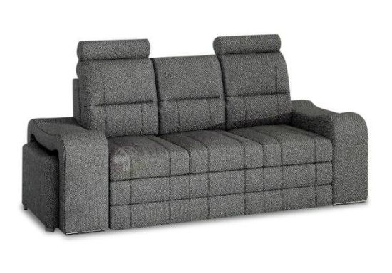 Szara sofa rozkładana z funkcją spania Wenus + pufy Inari 94